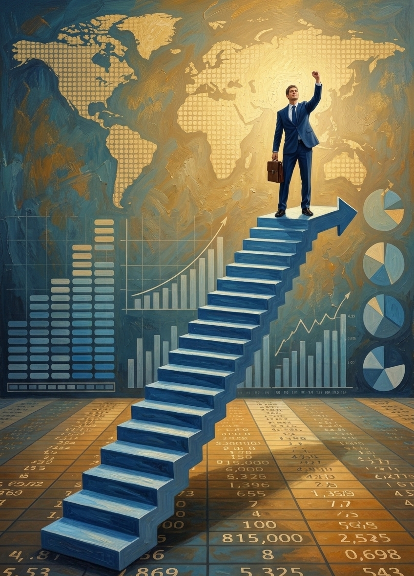 Professional ascending stairs representing business growth